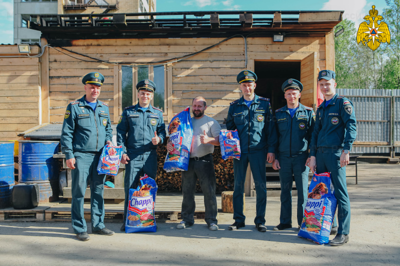 Сотрудники Карельского МЧС России оказали гуманитарную помощь пострадавшему от пожара приюту для собак
